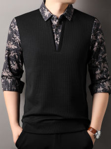 Casual Long Sleeve T-Shirt Mens Spring Autumn Print Shirt Sleeve Layered Wear Urban Fashion Polyester Spandex Blend