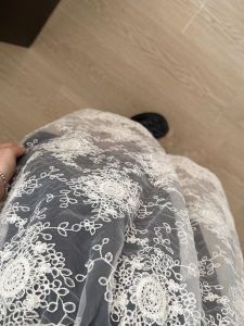 Retro Lace Hollow out See through Half Skirt Womens Elastic Waist Base Layer Midi Skirt A-Line Korean Style Summer Fashion