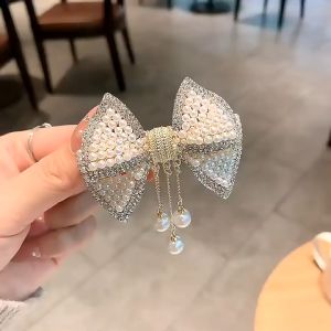 Nơ kẹp tóc kẹp tóc nơ đính đá sang trọng kẹp tóc tua rua thời trang Hàn Quốc - Happy Life 4U