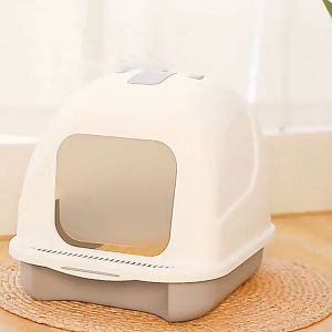Cat Litter Box with Cat Litter Scoop Deodorizing Enclosed Large Splash-proof Cat Toilet Cat Supplies