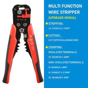 Multi-function Wire Stripper & Crimping Pliers 24-10AWG 0.2-6mm² Steel Electrical Tool Set with 20-10AWG Wire Stripper Cutter