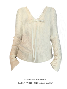 plus Size Autumn Winter Knitted Sweater Womens Design Butterfly Knot Waistband Splicing Slim Fit Korean Style Big Sister