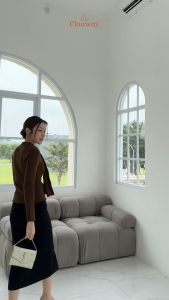 Clouwny Marley Flower Knit Top Atasan Lengan Panjang Wanita Premium Knit