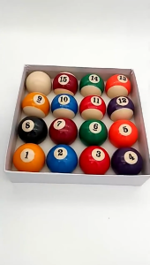Bola Billiard Full Set 2-1/4  Pool Ball Ukuran Sedang 57.2mm bahan Resin 16pcs/kotak