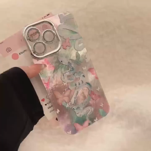 Pink Butterfly Blue and White Snake Anti Drop Phone Case for iPhone X XR XS 11 12 13 14 15 16 Pro Max Plus casing Full coverage protective cover Hard case for iPhone case