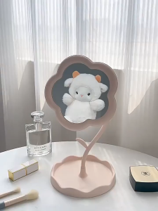 หมุนได้ 360°กระจกดอกไม้ตั้งโต๊ะ มีความกระทัดรัด น้ำหนักเบา