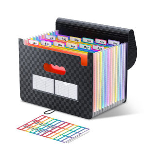 12 กระเป๋าขยายแฟ้มโฟลเดอร์หีบเพลงพร้อมแท็บสีสันสดใส แบบพกพา Letter/A4 ผู้ถือเอกสารสําหรับ Office Home