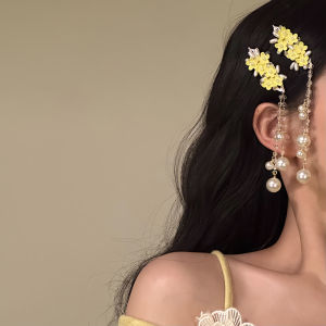 Original Sweet Pearl Tassel Hair Clip for Women Spring Summer New Style Floral Branch Fashion Hair Accessories Side Clip