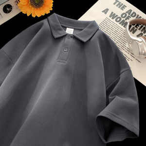 Light Grey Breathable Mens Polo Shirt Short Sleeve Summer Clean Shoulder American Style Half Sleeve T-Shirt Loose Fit Polyester Fiber