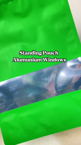 [9 x13cm] 10 pcs Standing Pouch Alumunium Windows Warna hijau I Kemasan Kopi I Kemasan Snack Ziplock