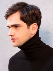 Mens High Collar Pure Cotton T-shirt Handsome Trend Solid Color Long Sleeve Mens Top T-shirt