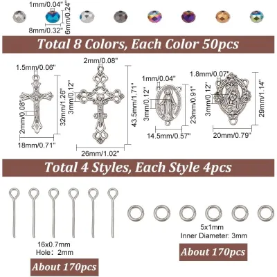 756pcs Rosary Jewelry Making Kit 646pcs Necklace Making Set Rosary Prayer Making Supplies First Communion Necklace Set Cross