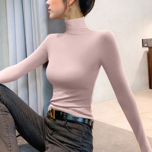 Modal Black High Collar Bottoming Shirt Womens Fall and Winter Skinny Inner Match Long Sleeves Mask T-shirt Thin Pile Collar Tops