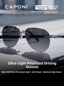 CAPONI | Anti-Glare Driving Glasses Polarized Titanium Frameless Sunglasses Male
