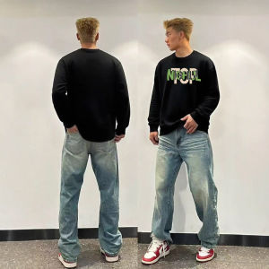 Áo Thun Dài Tay in Chữ Phong Cách Mỹ Dành Cho Nam Mùa Thu Áo Lót Rộng Cổ Tròn Chất Liệu Cotton Thoáng Khí Thoải Mái Mặc Thường Ngày