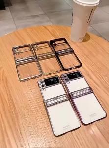 szhaiyu | Flip8 Transparent Plating Hinge Protection Phone Case For Samsung Galaxy Z Flip 8 7 FE 6 5 4 Clear Hard Shockproof Shell Cover