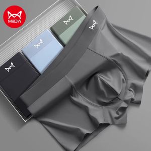 MiiOW 3Pcs Ice Silk Men Underwear Mens Underpants Graphene Antibacterial Crotch Mens Panties Breathable Man Boxers Briefs L-5XL
