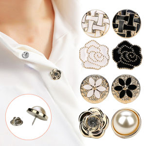 Free Sewing Pearl Rhinestone Button Brooches Pins Prevent Exposure Buttons Badge Coat Clothes Cufflink Shirt Buckle
