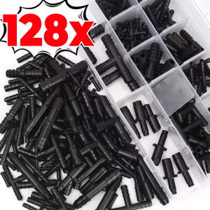 128PCS/Box Car Vacuum Connector Assortment Nylon Hose Joiner Tee Water Spray Pipe Joints for Automotive Use Vacuum Tubing Connector