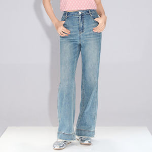 Caroline Loose Straight Leg Jeans Spring New Style ECRFAU03 Womens Premium Denim Pants Natural Waist Zipper Closure Standard Fit