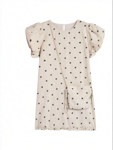 BY IHAPPY | Đầm A-line Tay Ngắn Chấm Bi Pha Tencel và Linen Mẫu Mới
