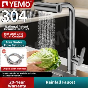 YEMO | Multi-functional 304 Stainless Steel Kitchen Faucet with Rain Shower