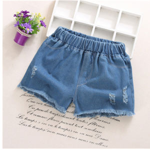 Girls Denim Shorts Summer Casual Thin Fashionable Outdoor Wear Torn Hole Design Baby Cotton Blend mid Waist Jeans Shorts