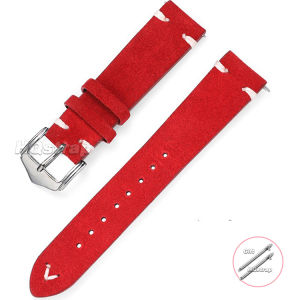 Suede Watch Strap 20mm 22mm Black Clasp Vintage Band Replacement Wristband Handmade Stitching Watchband Quick Release Bracelet