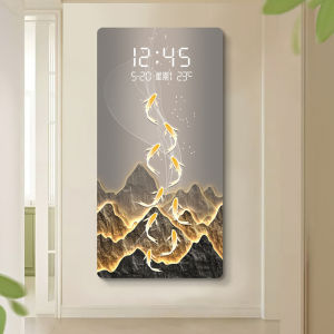 XIANGTUYIN | Digital LED Clock Wall Art Luxurious Fish Patterned Corridor Decoration