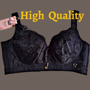 [36/80-42/95CD]Ladies Embroidery Plain Floral 4 Pin Wireless Thin Cup Anti Sagging Sculpture Bra Underwear for Second Breast Problem