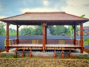 harga saung gazebo taman 3m x 6m kayu kelapa lokal atap sirap kayu ulin