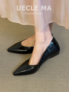 MASHUJIA | Soft Black Lambskin Leather Pointed Toe Office Casual Shoe