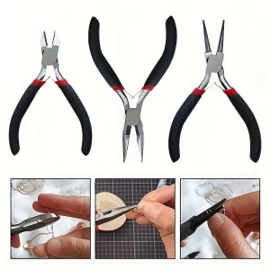 3/8pcs Mini Jewelry Pliers Round Curved Needle Nose Beading DIY Craft Tools Kit for Jewelry Making And Repairing