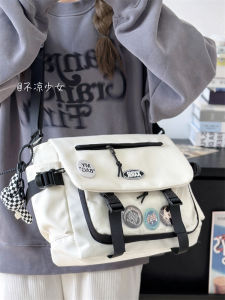 Parka Large Capacity Work Clothing Messenger Bag Mens Japanese Style Ins Hong Kong Style Crossbody Bag Female Student Class Canvas Bag Cartoon Backpack