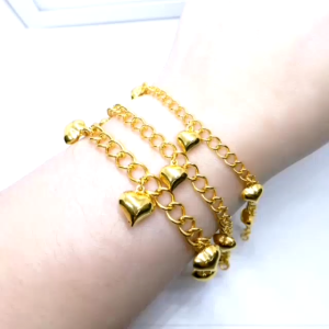 Rantai Tangan Fesyen Kosong 5 Biji Gantung Love Emas 916 Yon Hing