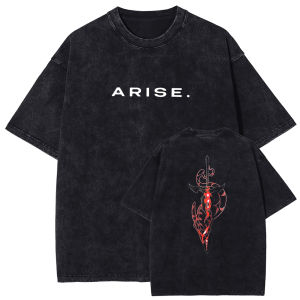 Bandai | ARISE Solo Leveling T-shirt Manga Graphic T Shirt Vintage Washed Cotton Tshirts Short Sleeve Tee Men Women Clothing