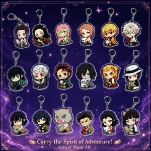 Bandai | 2025 New Demon Slayer Anime 18Pack Acrylic Keychains Tanjiro Nezuko Cute Backpack Pendant Charm Kawaii Cartoon Gift for Fans