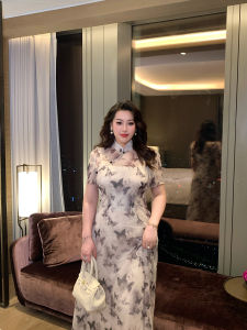 Elegant Retro Watercolor Ink Painting Butterfly Qipao Dress