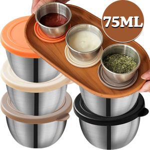 304 Stainless Steel Dipping Sauce Box Cover 75ml Portable Sealed Leak Proof Tomato Salad Dressing Cup Dining Table Utensils