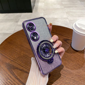 Ultra-Thin Gradient Sparkle Dust Protection Case for Honor 70 Pro+ Creative Stress Relief Gyro Stand Magnetic Suction Full Cover Anti-Fall