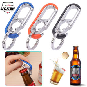 【WOKEN】 พวงกุญแจที่เปิดฝาขวดอเนกประสงค์สำหรับผู้ชายพวงกุญแจโลหะเปิดขวดเบียร์โซดาพกพาพวงกุญแจรถ2ชิ้นอุปกรณ์เสริมรถยนต์