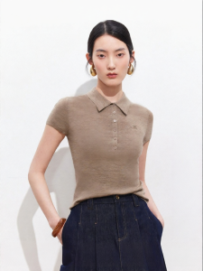Vero Moda | New Summer Cotton Wool Acetate Women Knit Polo Neck Short Sleeve