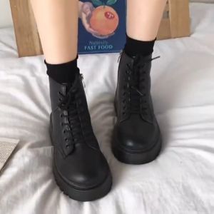 TENDER STORE Giày bốt Martin nữ thời trang bốt cao gót đế dày bốt cao có khóa kéo bên hông dễ mang vào và cởi ra bốt mềm mại và thoải mái