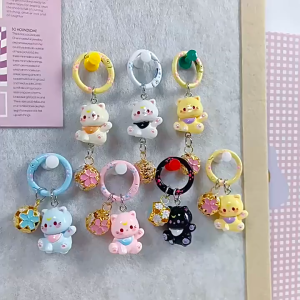 PaulWeekend Bag accessories Cute cat bell key chain girl bag accessories Pendant Sweet ins wind key ring send bestie pendant