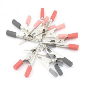 Bộ 5 Đầu Kẹp Cá Sấu Đuôi Vuông Dài 48mm Chân Bọc Nhựa Gồm 3 Màu Đỏ 2 Màu Đen Nối Dây Dẫn Điện Thiết Bị Sạc Bình Acquy