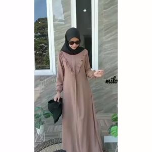 KV.GROSIR Gamis Livy Crinkle Airflow / Gamis Crinkle Rumbai Depan / Gamis Crinkle Premium / Dress Remaja Wanita Basic Ruflle