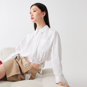 Vero Moda | Short Pure Cotton Batwing Sleeve Lapel Simple Shirt