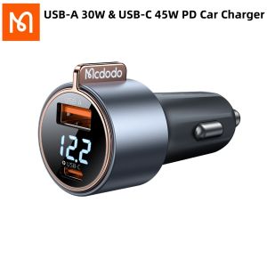 Mcdodo PD 75W(USB-A 30W&USB-C 45W) Car Charger Digital Display Type C USB Port Quick Charge AUTO Charger Fast Charging For iPhone Huawei Xiaomi Mobile Phone
