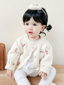 Girls Knitted Cardigan Newborn Baby Coat Spring Autumn Outfit Small Size Long Sleeve round Neck Button up Cotton Sweater