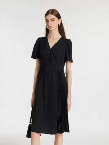 Gloria | Elegant Occasion French V-Neck Black Dress